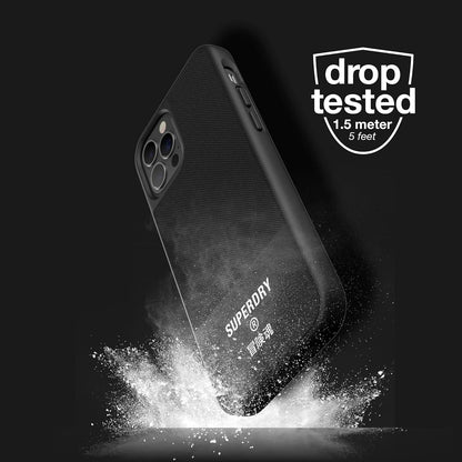 Superdry iPhone 12 / iPhone 12 Pro 6.1 Case, Black Moulded Canvas Case for iPhone 12 / iPhone 12 Pro 6.1