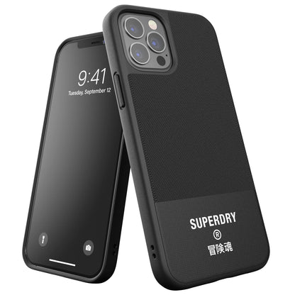 Superdry iPhone 12 / iPhone 12 Pro 6.1 Case, Black Moulded Canvas Case for iPhone 12 / iPhone 12 Pro 6.1