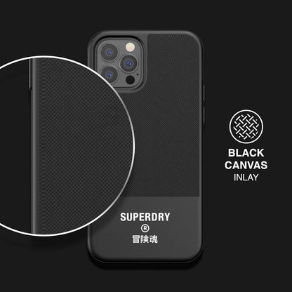 Superdry iPhone 12 / iPhone 12 Pro 6.1 Case, Black Moulded Canvas Case for iPhone 12 / iPhone 12 Pro 6.1