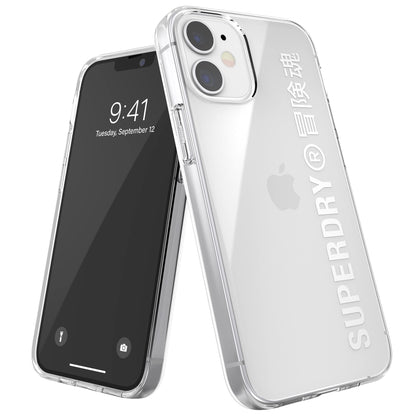 Superdry Mobile Phone Case Compatible with iPhone 12 Mini 5.4, Translucent Snap Case, Transparent Protective Case for iPhone 12 Mini 5.4, Transparent/Silver
