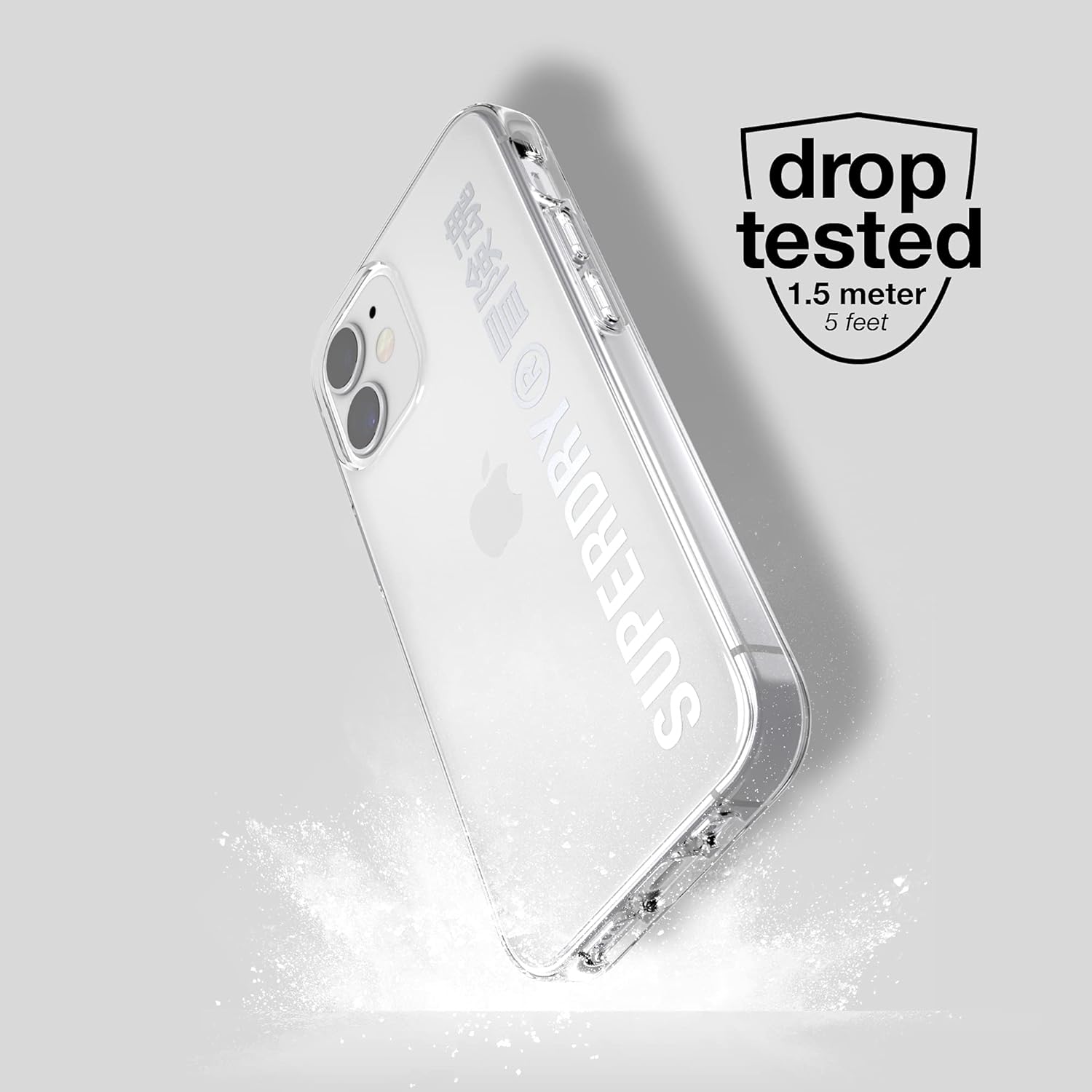 Superdry Mobile Phone Case Compatible with iPhone 12 Mini 5.4, Translucent Snap Case, Transparent Protective Case for iPhone 12 Mini 5.4, Transparent/Silver