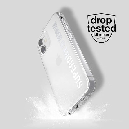 Superdry Mobile Phone Case Compatible with iPhone 12 Mini 5.4, Translucent Snap Case, Transparent Protective Case for iPhone 12 Mini 5.4, Transparent/Silver