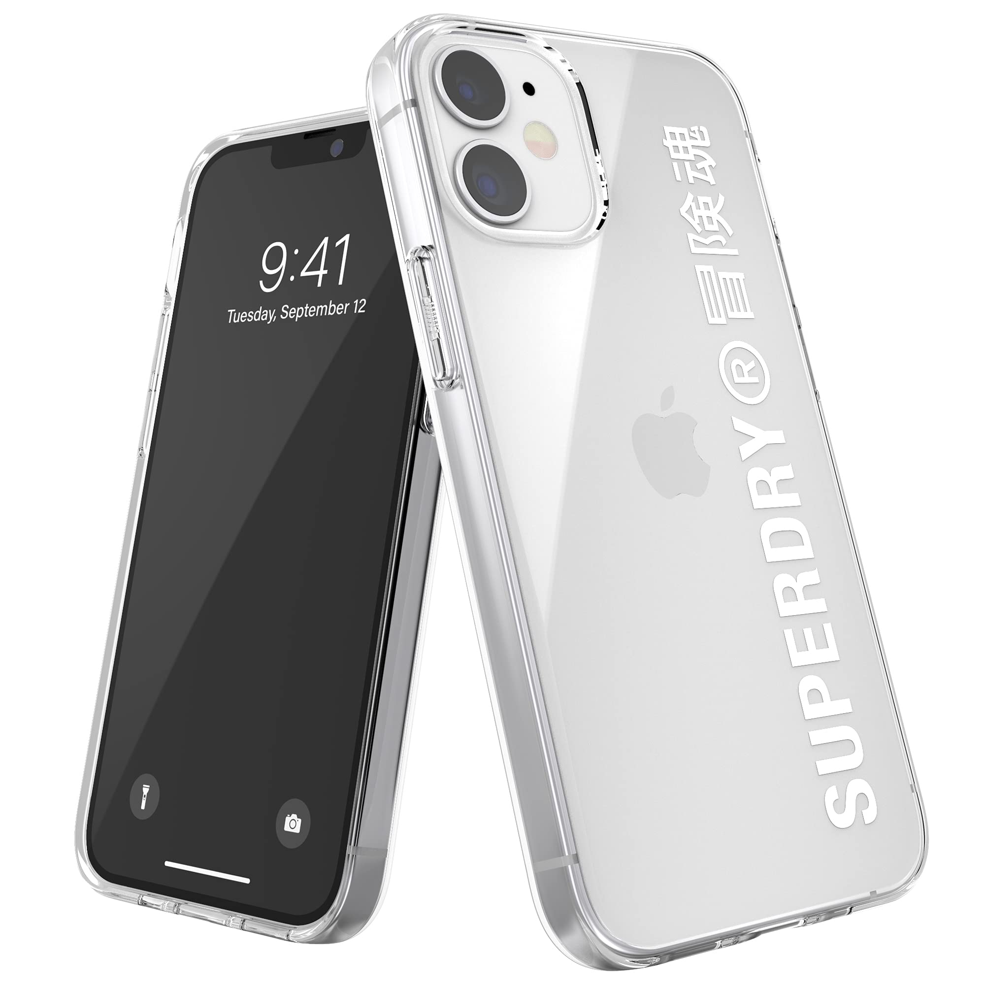 Superdry Custodia Compatibile con iPhone 12 Mini 5.4, Trasparente e Bianco, 42593