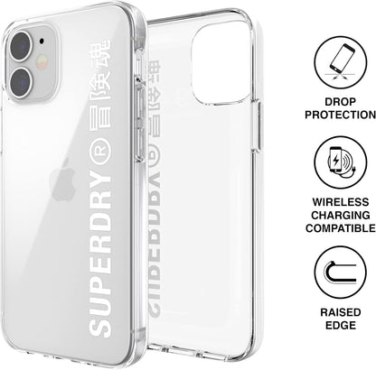 Superdry Custodia Compatibile con iPhone 12 Mini 5.4, Trasparente e Bianco, 42593