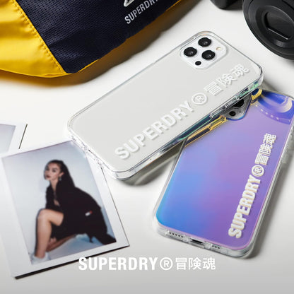 Superdry Custodia Compatibile con iPhone 12 Mini 5.4, Trasparente e Bianco, 42593