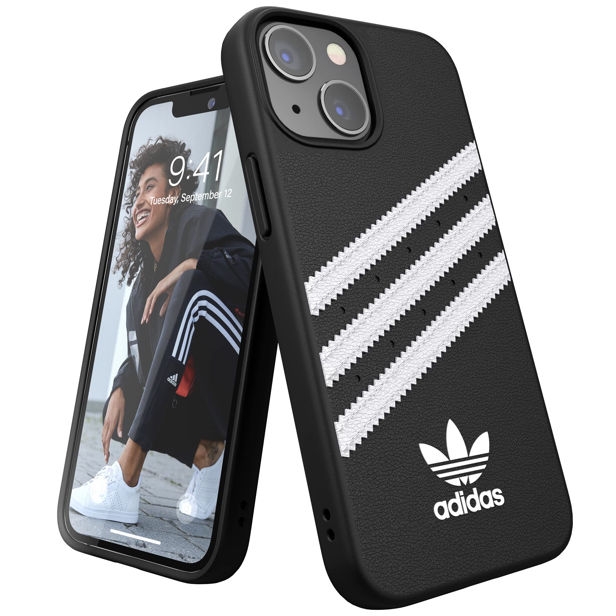 adidas Case Designed for iPhone 13 Mini 5.4, Drop Tested Cases, Shockproof Raised Edges, Original Protective Case, Black and White
