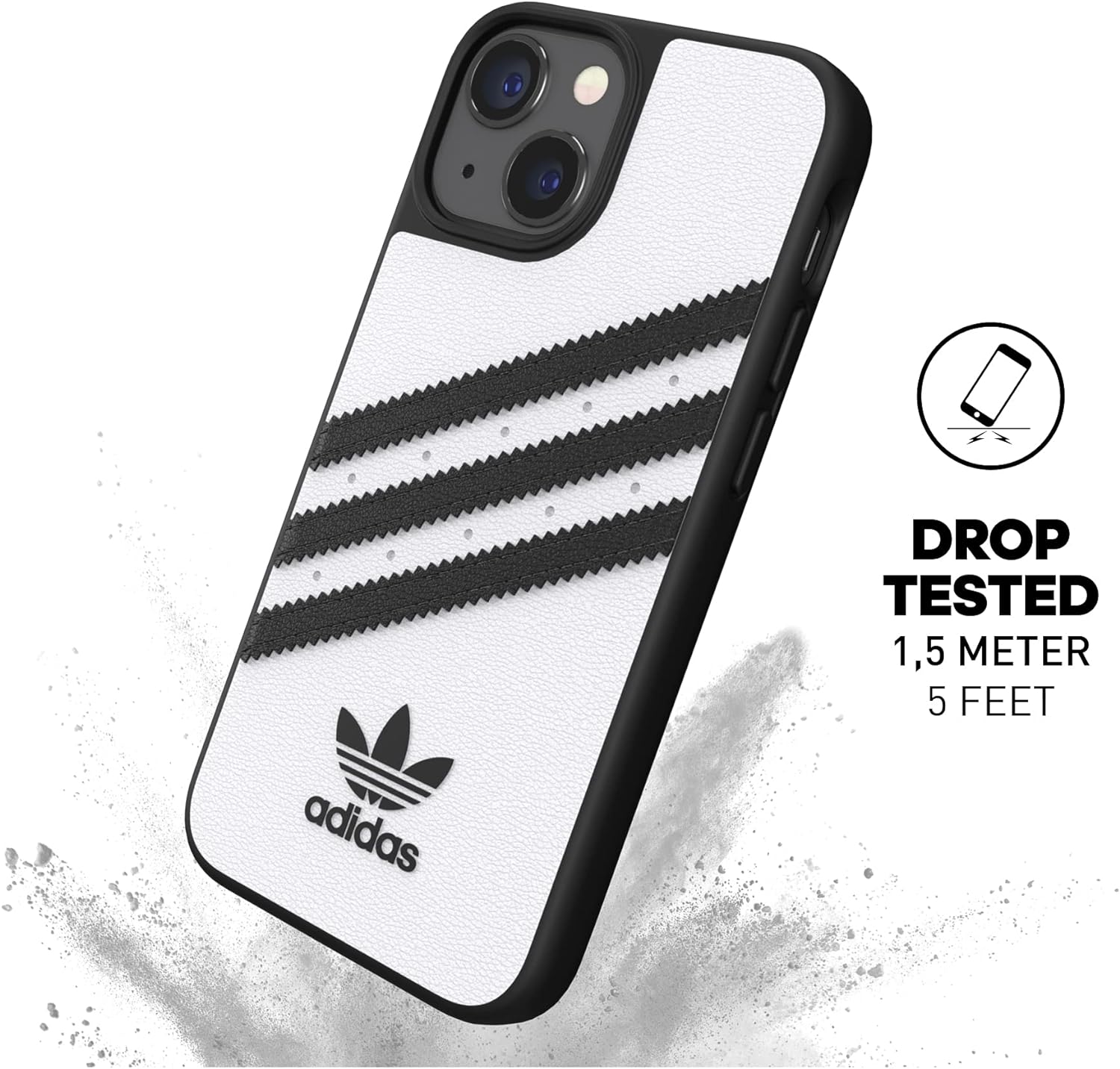 adidas Case Designed for iPhone 13 Mini 5.4, Drop Tested Cases, Shockproof Raised Edges, Original Protective Case, White and Black White-and-black