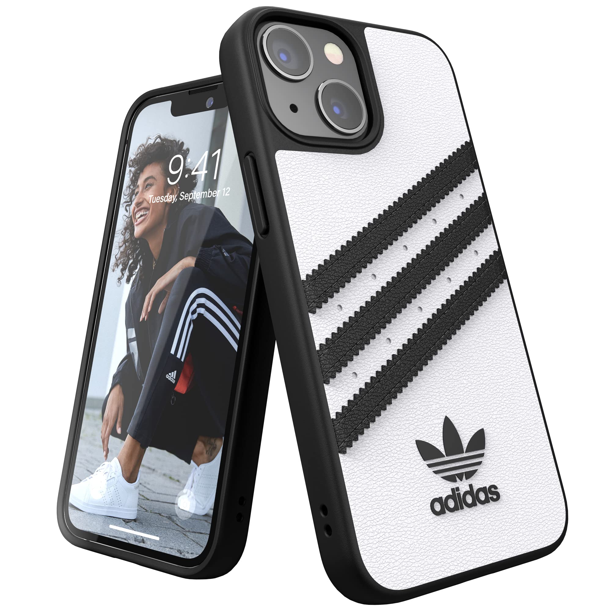 adidas Case Designed for iPhone 13 Mini 5.4, Drop Tested Cases, Shockproof Raised Edges, Original Protective Case, White and Black White-and-black