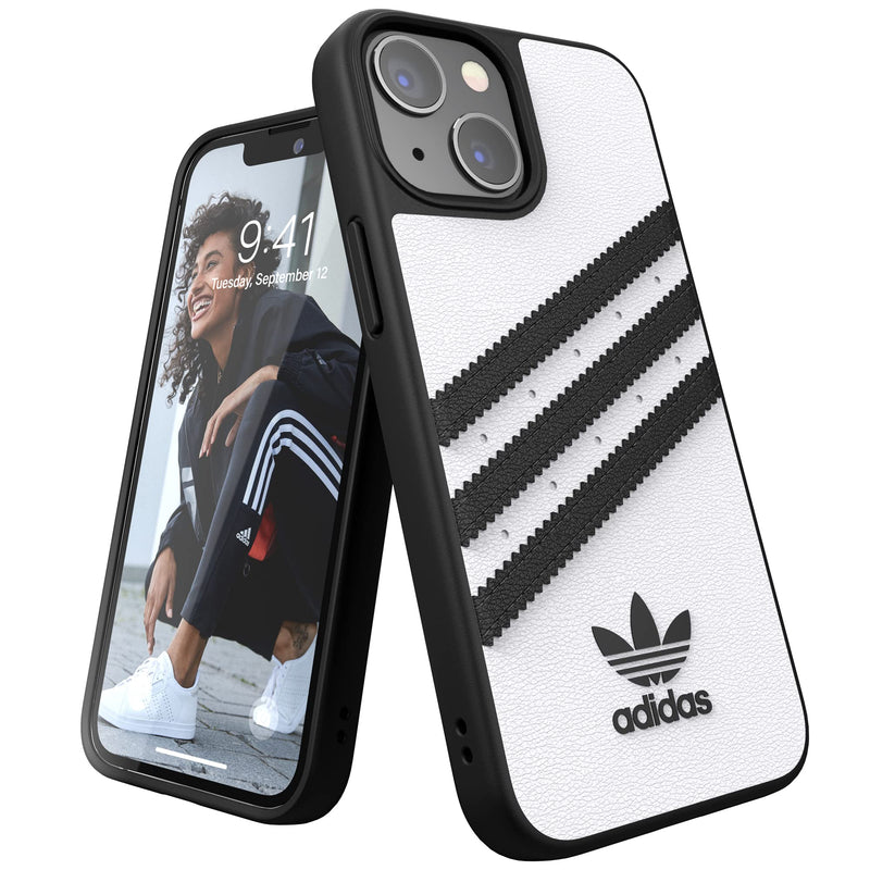 adidas Case Designed for iPhone 13 Mini 5.4, Drop Tested Cases, Shockproof Raised Edges, Original Protective Case, White and Black White-and-black