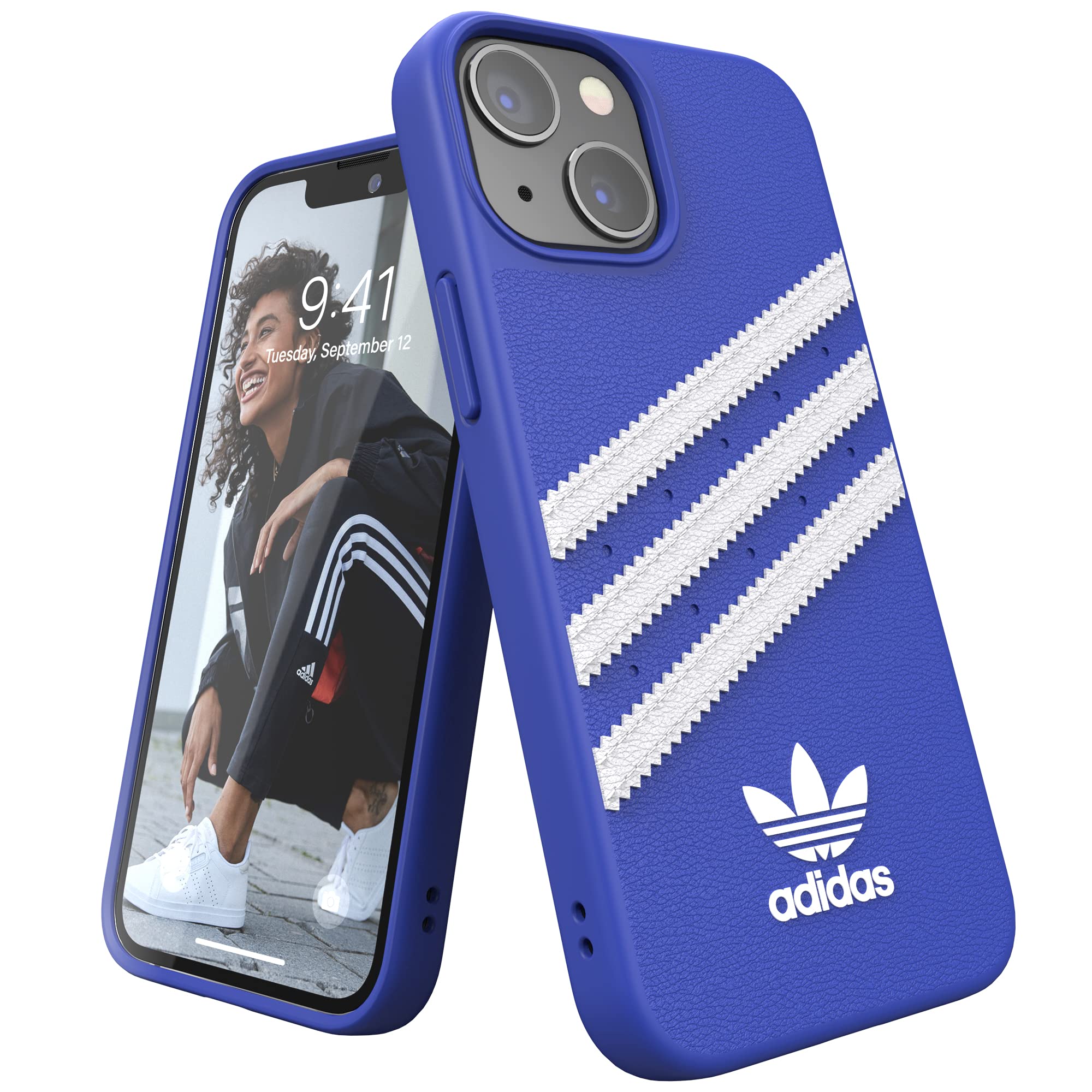 adidas Custodia progettata per iPhone 13 Mini 5.4, custodia testata contro cadute, bordi rialzati, cover originale, blu royal