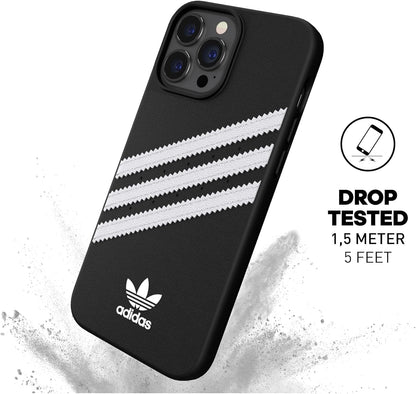 adidas Case Designed for iPhone 13 Pro Max 6.7, Drop-Tested Cases, Shockproof Raised Edges, Original Snap Case Protective Case, Black with White Stripes