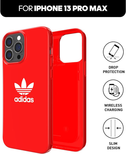 adidas Compatible with iPhone 13 Pro Max 6.7" Case, Original Shaped Case, Protective Case, Scarlet