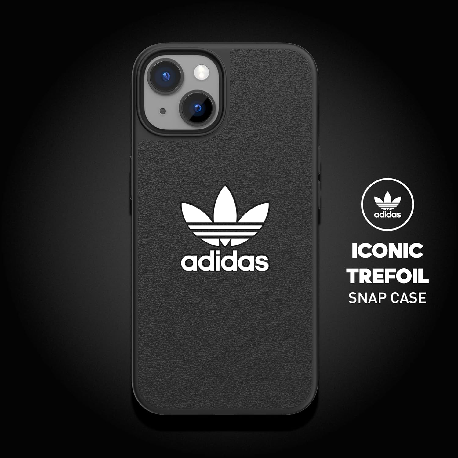 adidas Custodia progettata per iPhone 14 | Protezione antiurto | Compatibile con ricarica wireless | 6,1 pollici nero e bianco trifoglio | Custodia protettiva originale