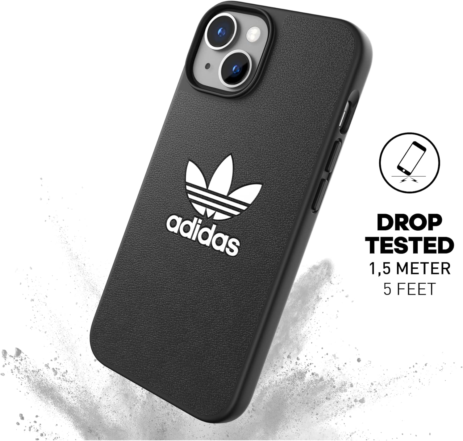 adidas Custodia progettata per iPhone 14 | Protezione antiurto | Compatibile con ricarica wireless | 6,1 pollici nero e bianco trifoglio | Custodia protettiva originale