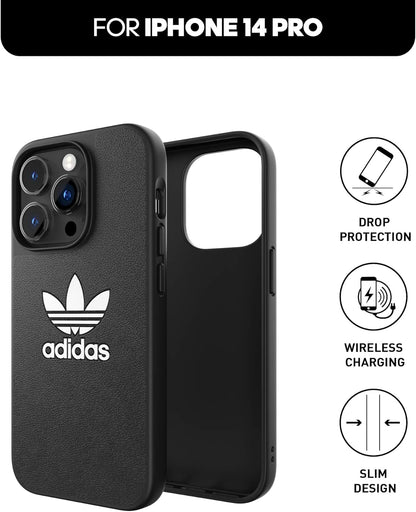 adidas Custodia progettata per iPhone 14 Pro | Protezione antiurto | Compatibile con ricarica wireless | 6,1 pollici nero e bianco trifoglio | Custodia protettiva originale