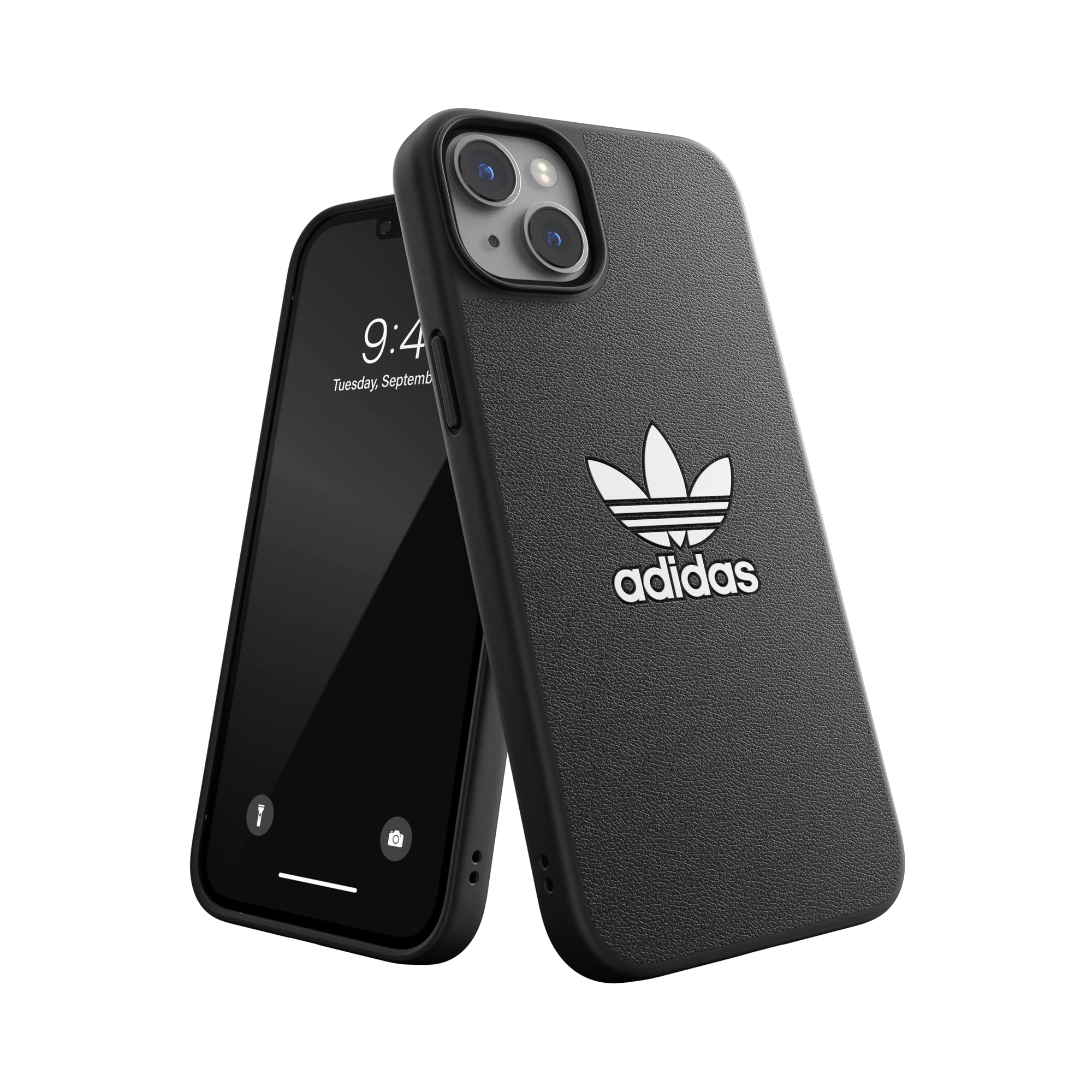 adidas Case Designed for iPhone 14 Plus | Shockproof Drop Protection | Wireless Charging Compatible | 6.7 Inch Black and White Trefoil Design | Protective Originals Mobile Phone Cover