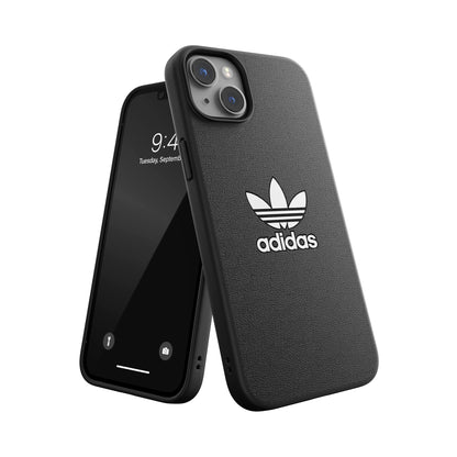 adidas Case Designed for iPhone 14 Plus | Shockproof Drop Protection | Wireless Charging Compatible | 6.7 Inch Black and White Trefoil Design | Protective Originals Mobile Phone Cover
