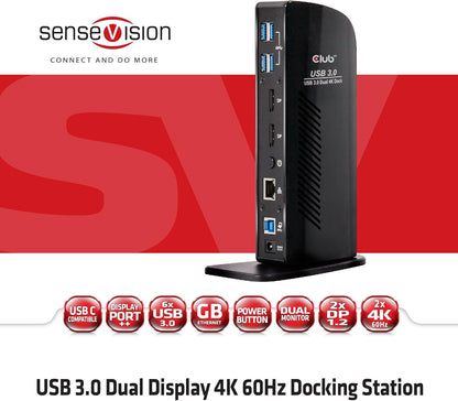 Club 3D CSV-1460 USB 3.0 Dual Display 4K 60Hz Docking Station Black
