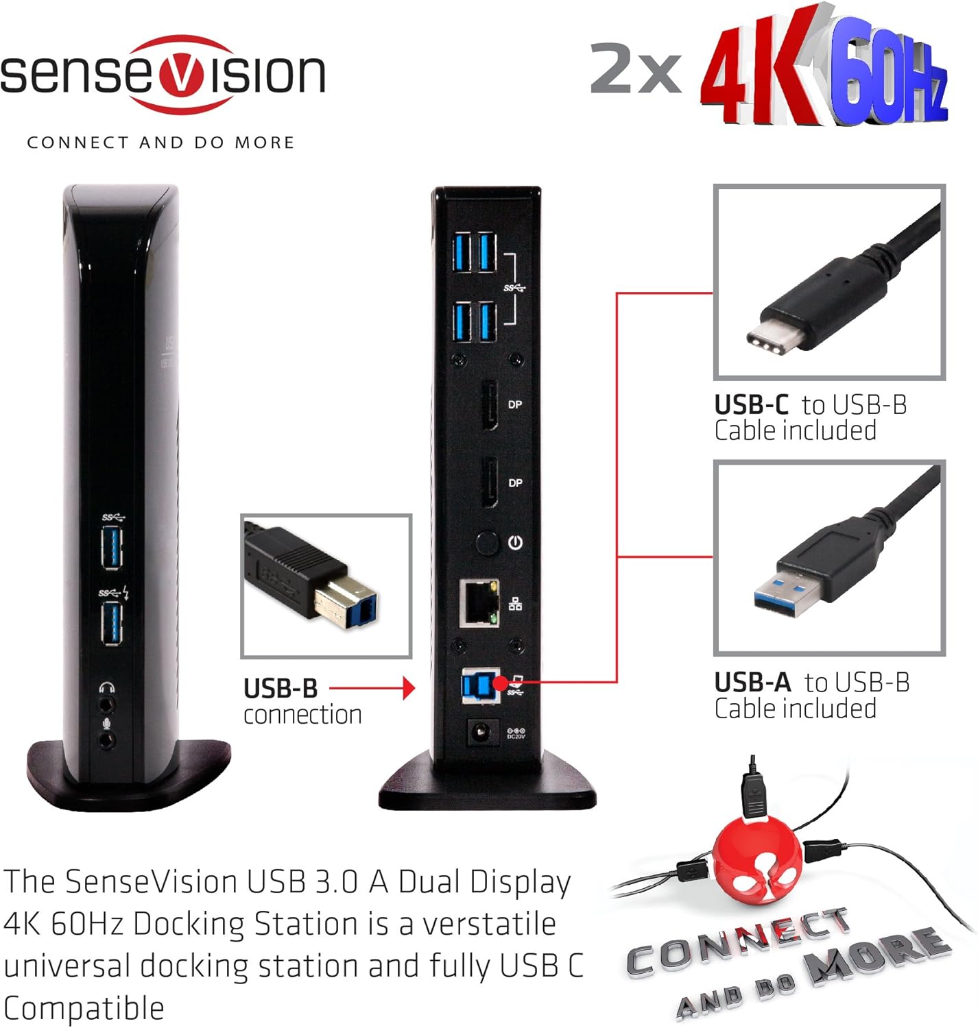 Club 3D CSV-1460 USB 3.0 Dual Display 4K 60Hz Docking Station Black
