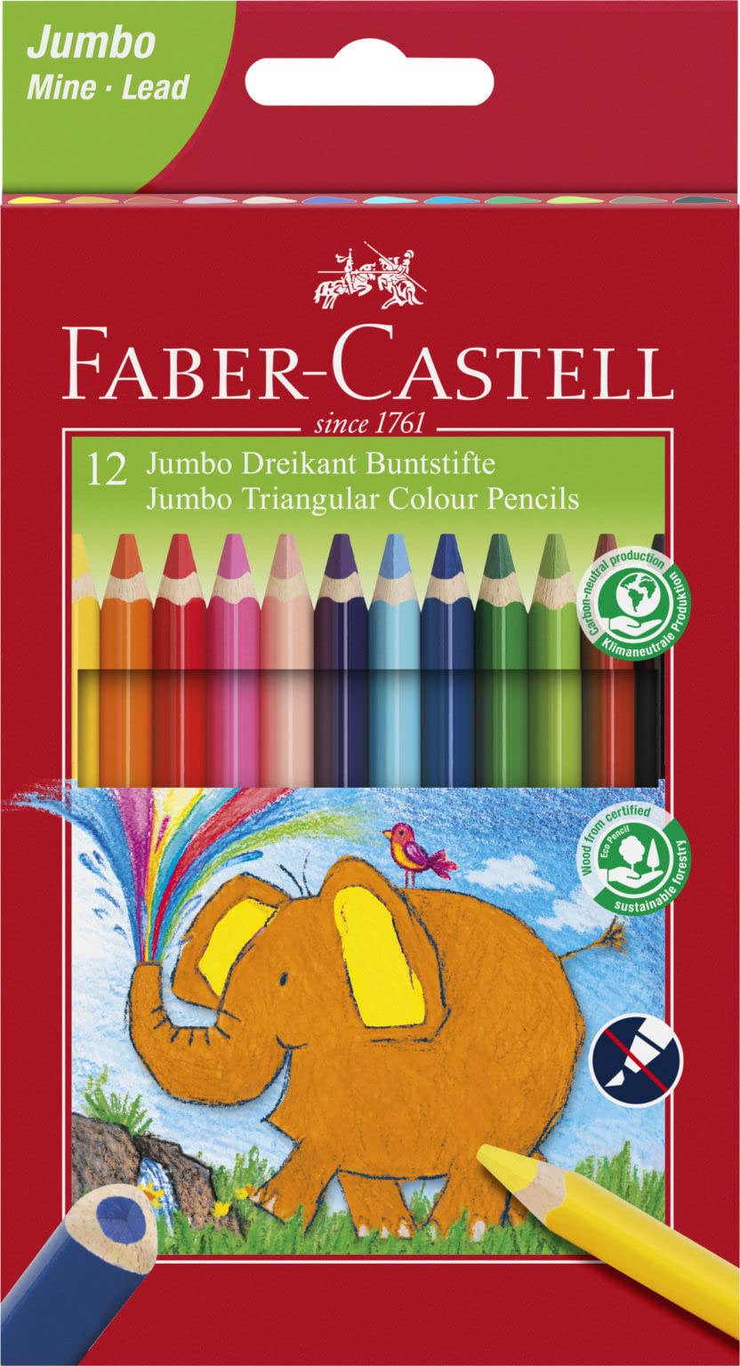 Faber-Castell 116501 Triangular Jumbo Coloured Pencil (Pack of 12