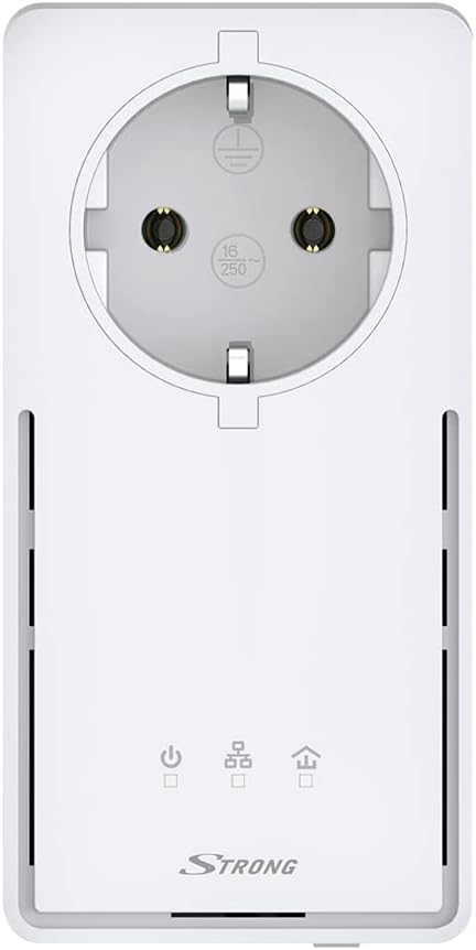 STRONG Powerline 2000 Kit Network Adapter (up to 2000 Mbit Duo/S, Integrated Socket, Fast Ethernet LAN, Powerlan) White POWERL2000DUOEU