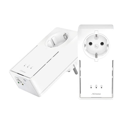 STRONG Powerline 2000 Kit Network Adapter (up to 2000 Mbit Duo/S, Integrated Socket, Fast Ethernet LAN, Powerlan) White POWERL2000DUOEU
