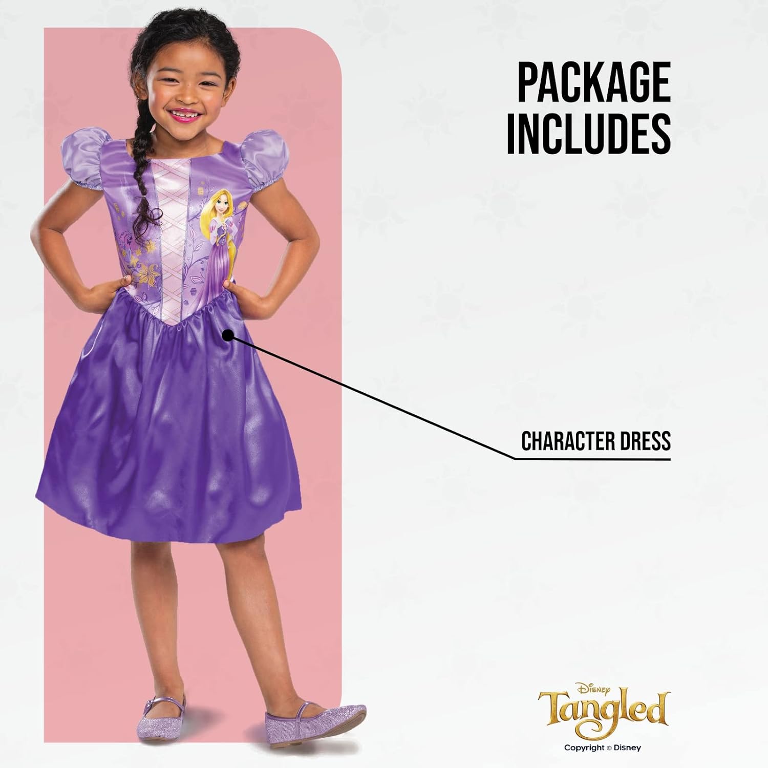 Disney Official Standard Rapunzel Dress Up for Girls, Rapunzel Costume Kids Fancy Dress, Tangled Dress Up for Girls Outfit, Princess Costumes for Girls, World Book Day Costumes for Girls