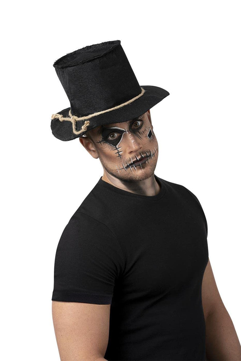 Smiffys Burlap Scarecrow Top Hat, Black