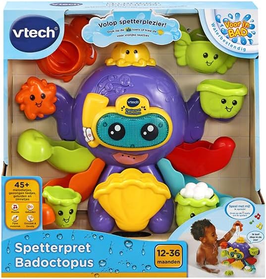 VTech 80-555223 Spetterpret Badoctopus - Badspeelgoed - Rustgevende Melodietjes - Gezonden Liedjes - 1 tot 5 Jaar