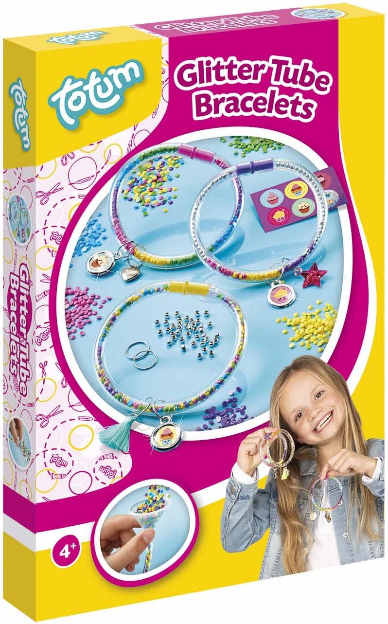 Totum-21198 Kit Creativo Pulseras tubulares con Glitter 18x27x4, Multicolor (Tailor Made Essentials BV 21198