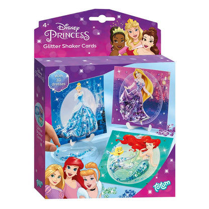 Totum Disney Princess - Glitter Shaker Cards Set, Arts and Crafts Kit for Boys and Girls Ages 3+