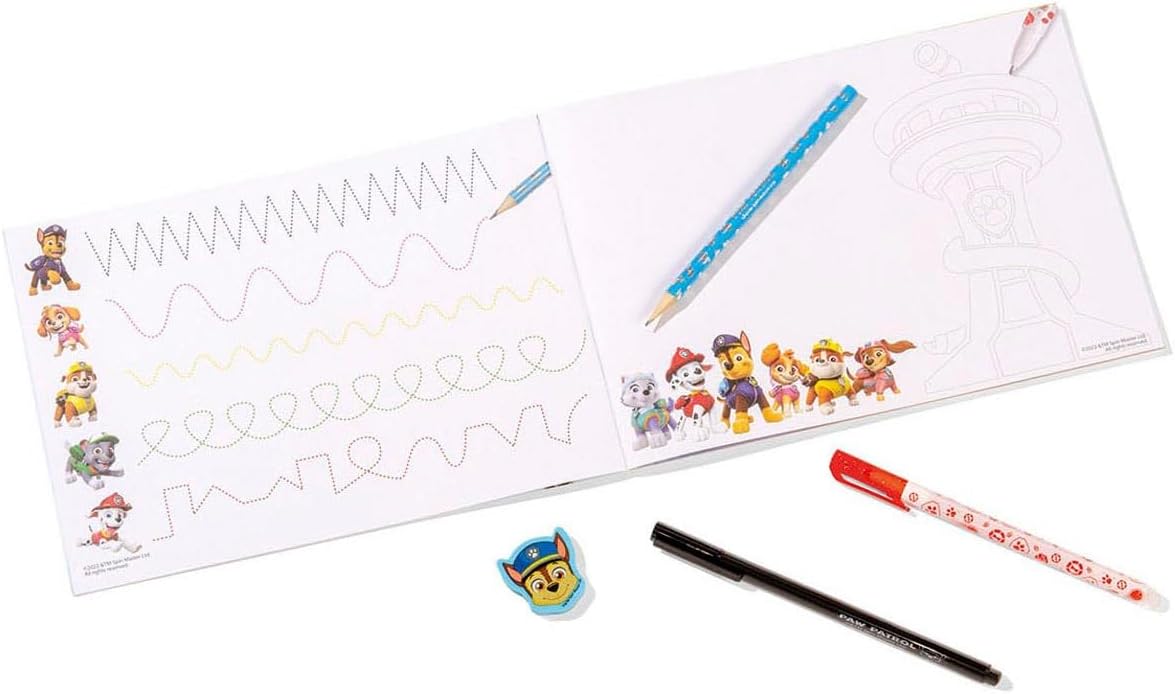 Totum Paw Patrol ABC Creative Set: Pens Stickers Stencils Eraser and Exercise Book with Templates for Drawing with Beautiful Paw Patrol Characters