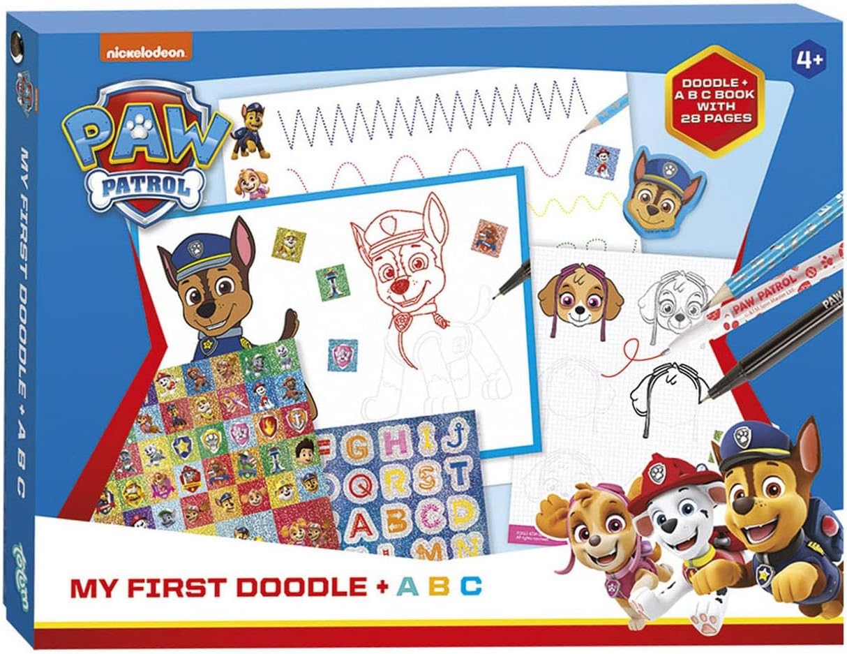 Totum Paw Patrol ABC Creative Set: Pens Stickers Stencils Eraser and Exercise Book with Templates for Drawing with Beautiful Paw Patrol Characters