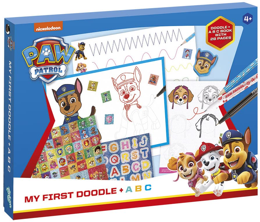Totum Paw Patrol ABC Creative Set: Pens Stickers Stencils Eraser and Exercise Book with Templates for Drawing with Beautiful Paw Patrol Characters