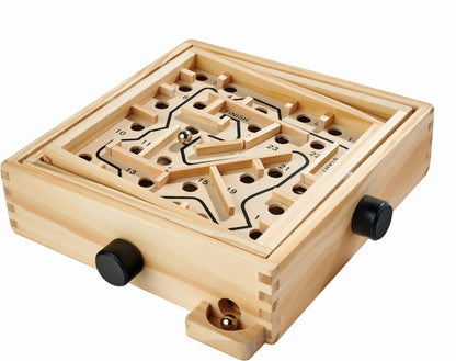 Noris- Simba Toys Lujo a Partir de 6 años, Laberinto de Madera (20 x 20 cm) con 2 Bolas, Juego de Habilidad para niños y Adultos, Color carbón (4000826004615