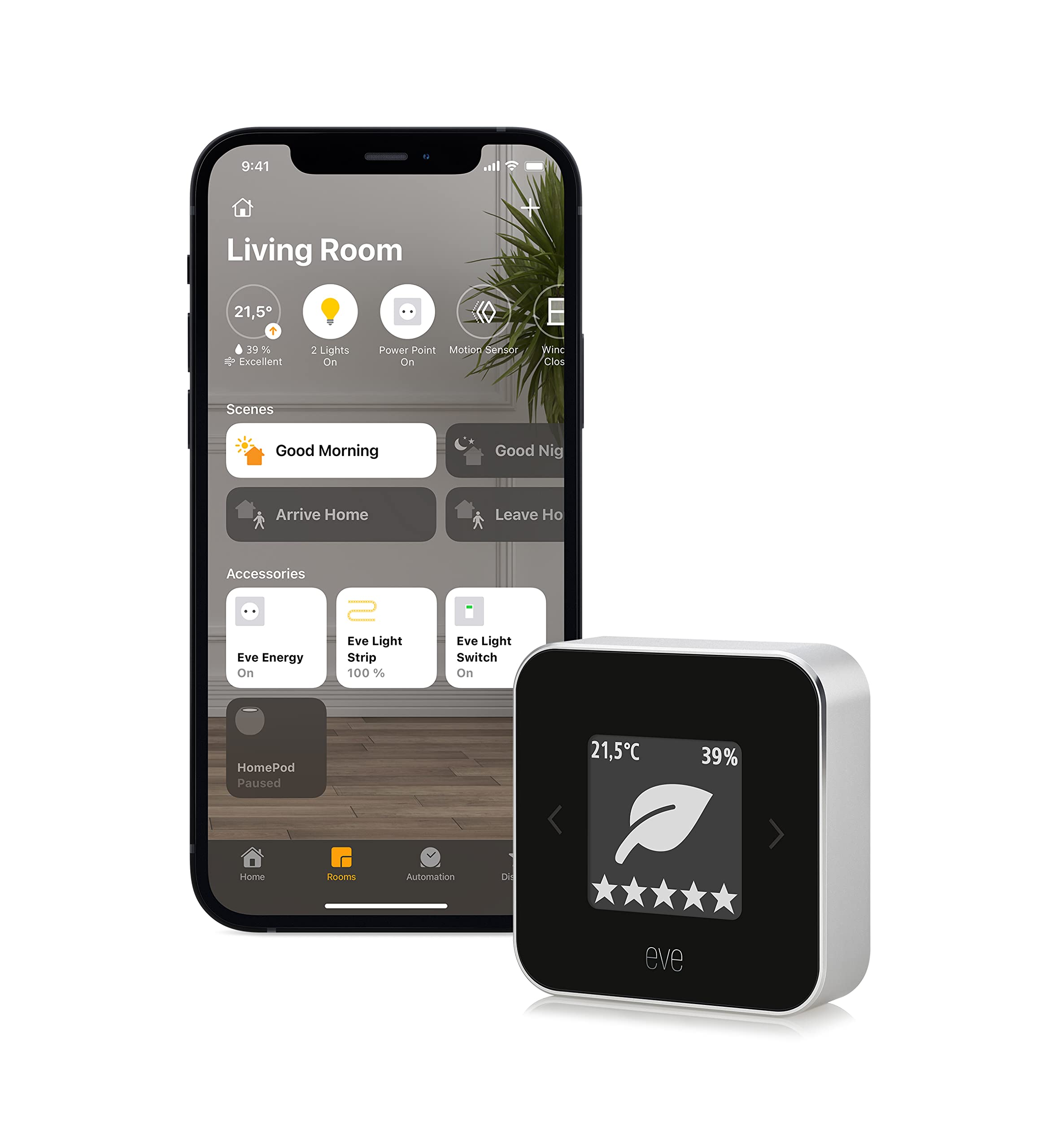 Eve Room - Indoor air quality sensor to monitor air quality (VOC), temperature & humidity, Apple HomeKit technology, Bluetooth, Thread