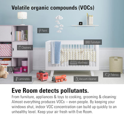 Eve Room - Indoor air quality sensor to monitor air quality (VOC), temperature & humidity, Apple HomeKit technology, Bluetooth, Thread