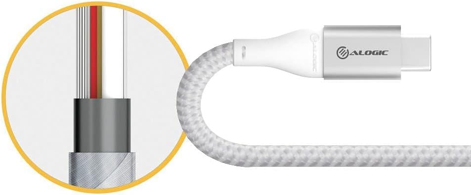 Alogic - Ultra USB-C to USB-C cable 5A/480Mbps - Silver (Length: 30 cm