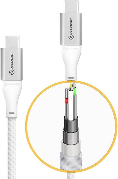 Alogic - Ultra USB-C to USB-C cable 5A/480Mbps - Silver (Length: 30 cm