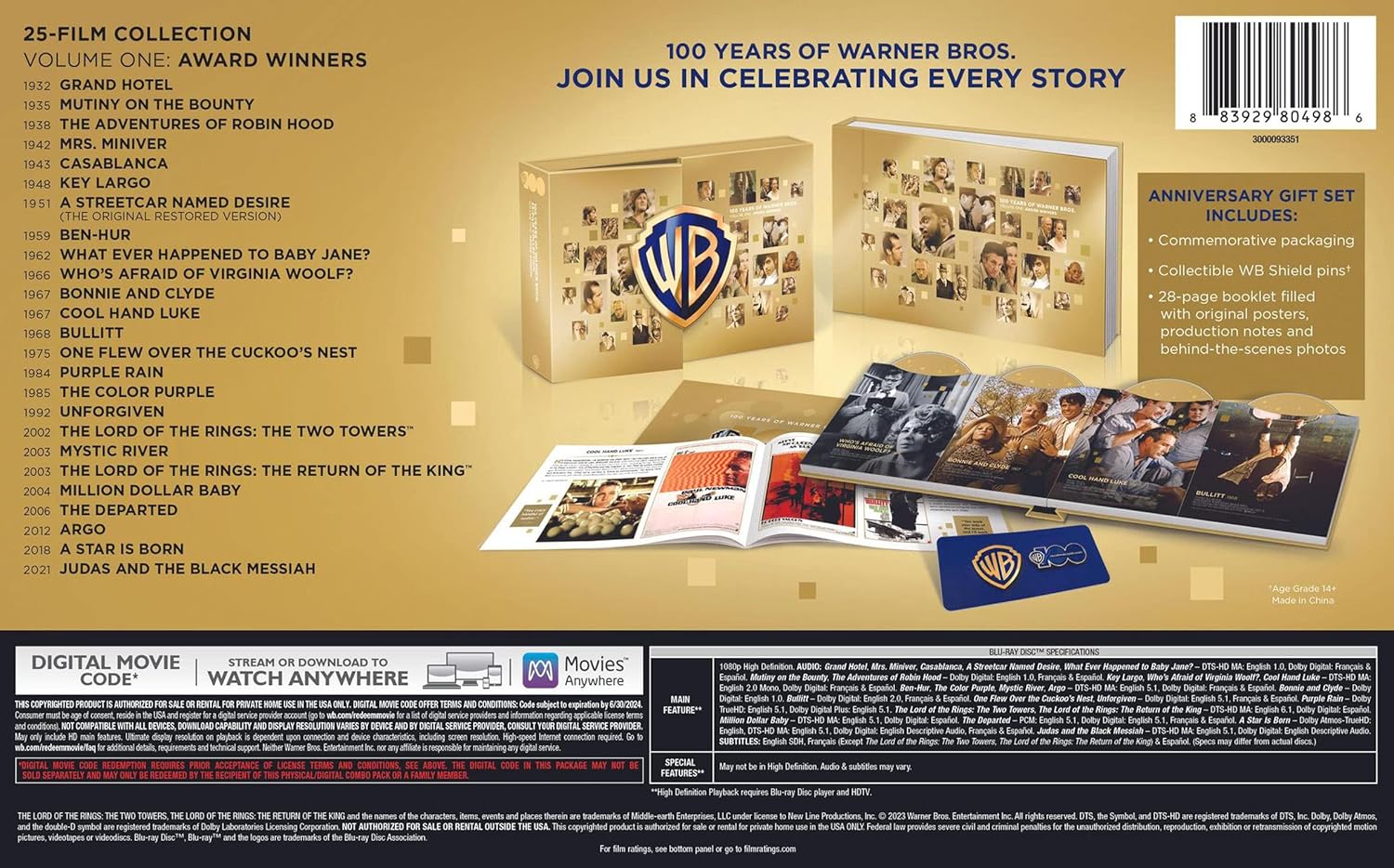 WB 100th 25-Film Collection, Volume One: Award Winners
