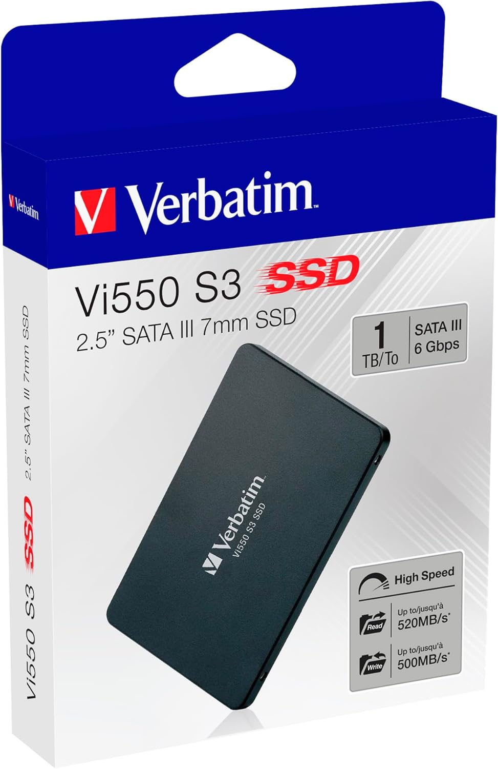 Verbatim Vi550 S3 SSD - internal SSD 1TB - Solid State Drive - 2.5'' SATA III interface - internal SSD drive with 3D NAND technology - high performance SSD 1TB - up to 560MB/s - black