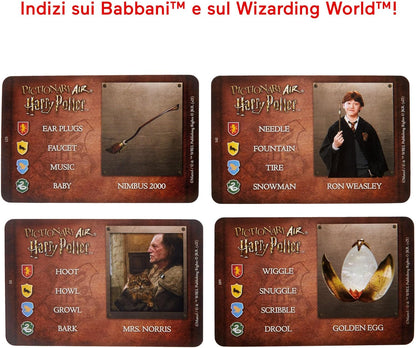 Mattel Games, Pictionary Air Harry Potter - Gioco per disegnare in aria con la penna a forma di bacchetta magica, 112 carte double-face con parole da indovinare, 8+ anni, Versione Italiana, HDC63