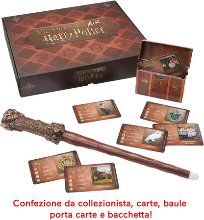 Mattel Games, Pictionary Air Harry Potter - Gioco per disegnare in aria con la penna a forma di bacchetta magica, 112 carte double-face con parole da indovinare, 8+ anni, Versione Italiana, HDC63