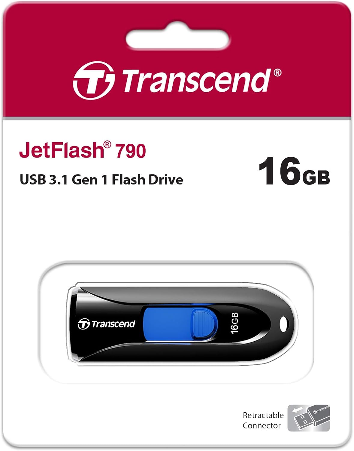 Transcend 16GB JetFlash 790 USB 3.1 Gen 1 Flash Drive (USB Stick) Black TS16GJF790K