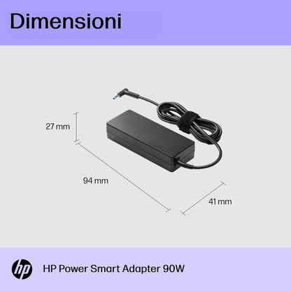 HP 90W Smart Ac Adapter Right-Angled (90°) 4.5 mm Connector for Laptops with 7.4 mm Conversion Dongle (W5D55Aa