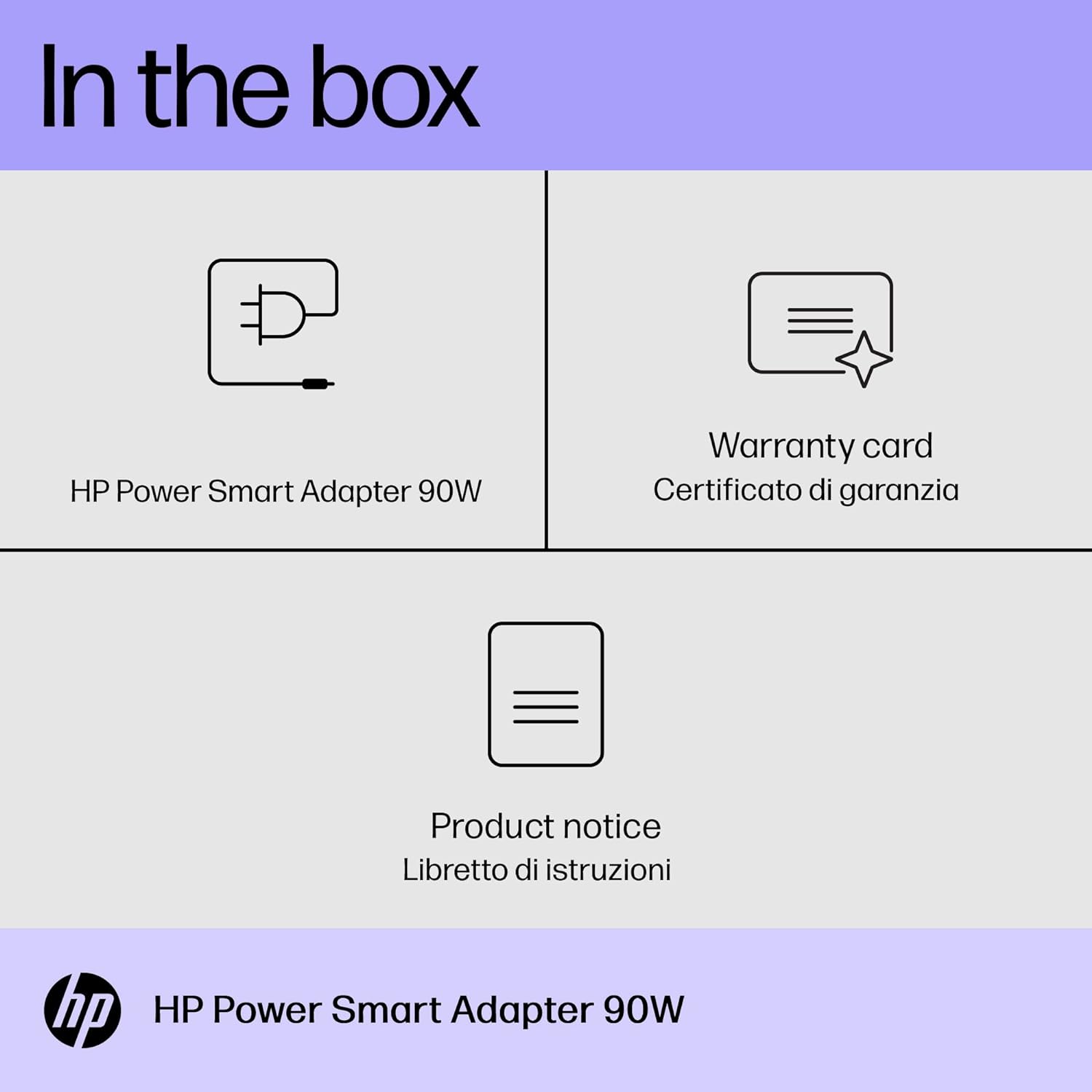 HP 90W Smart Ac Adapter Right-Angled (90°) 4.5 mm Connector for Laptops with 7.4 mm Conversion Dongle (W5D55Aa