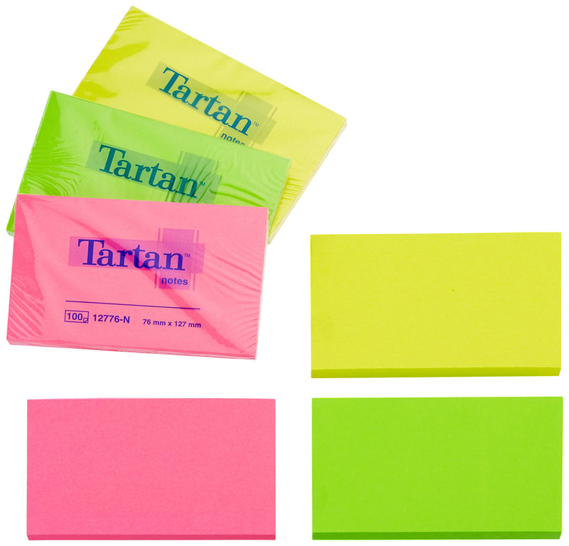Tartan Notes - 6 Pack Neon Colours 127 x 76 mm 100 Sheets per Block