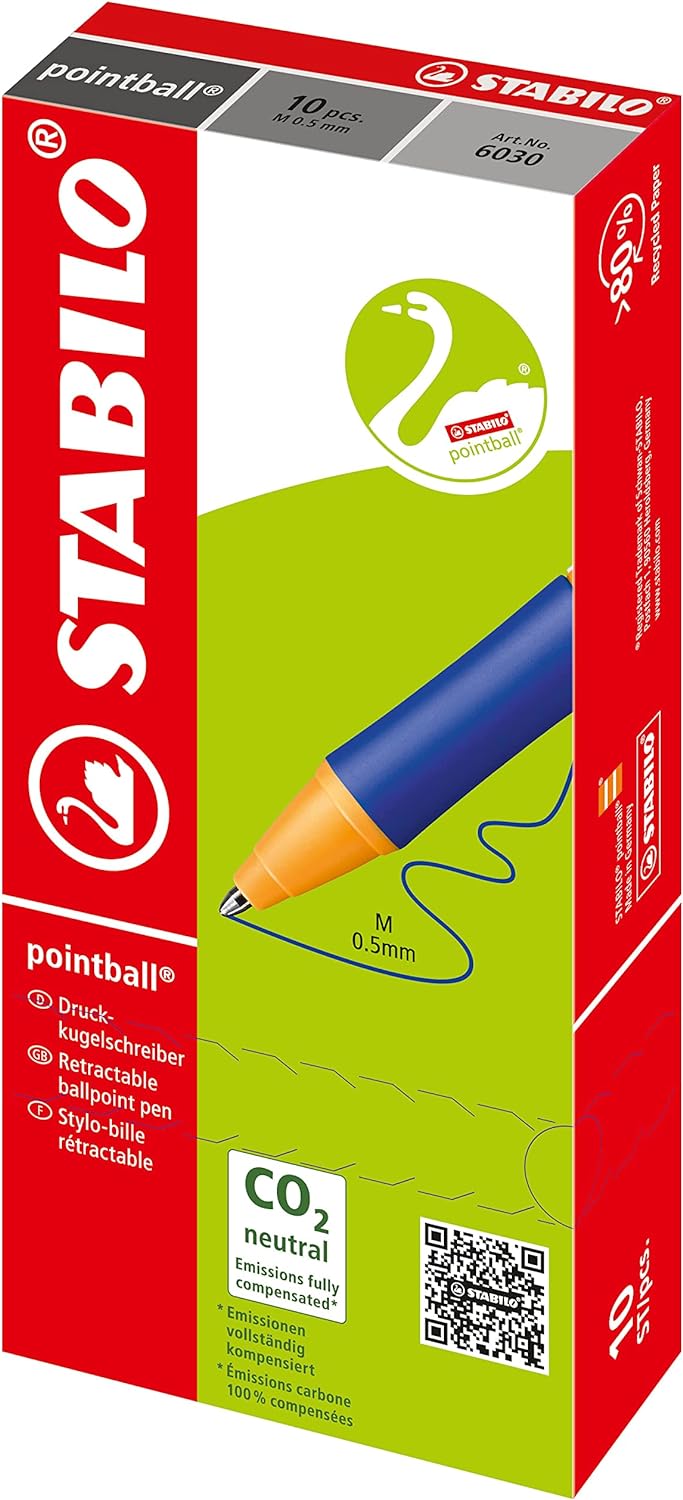 Eco-Friendly Ballpoint Pen - STABILO pointball - Pack of 10