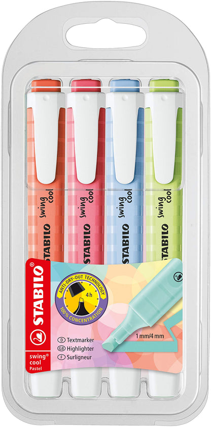 Highlighter - STABILO swing cool Pastel - Pack of 4