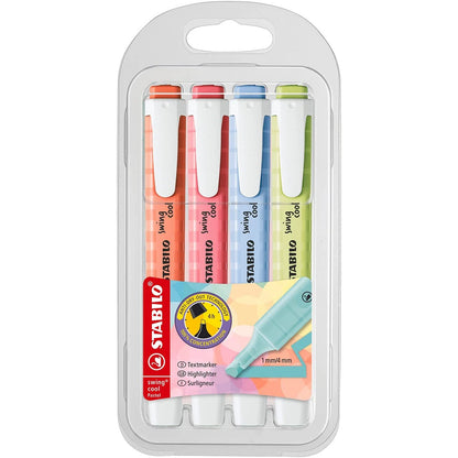 Highlighter - STABILO swing cool Pastel - Pack of 4